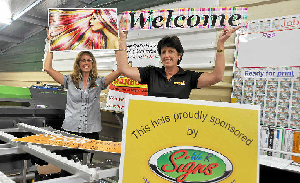 WE R SIGNS: Manager Ros D’Arcy and proprietor Nerida Eastwell show off some of their handy work. WE R SIGNS: Manager Ros D’Arcy and proprietor Nerida Eastwell show off some of their handy work.